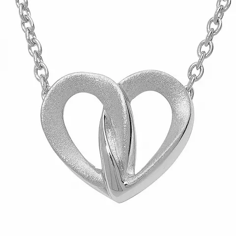 hjerte halskæde i sølv med vedhæng i sølv