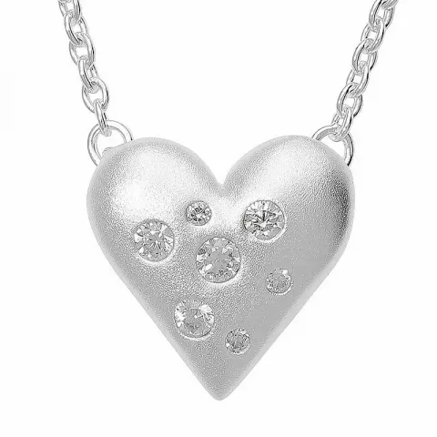 hjerte halskæde i sølv med hjertevedhæng i sølv