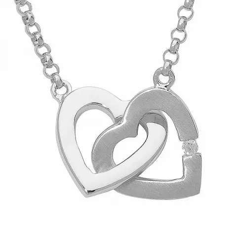 Dobbelt hjerte halskæde i sølv med hjertevedhæng i sølv