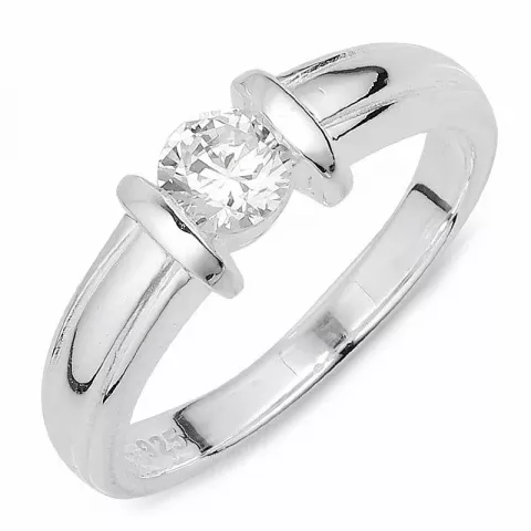 Elegant hvid zirkon ring i sølv