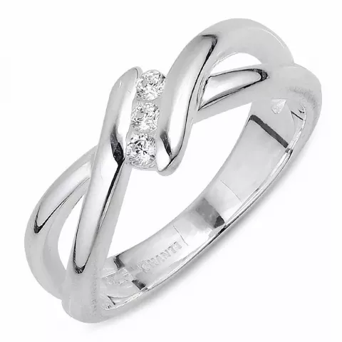 Yndig abstrakt hvid zirkon ring i sølv