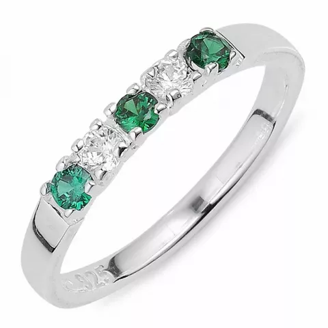 grøn zirkon ring i sølv