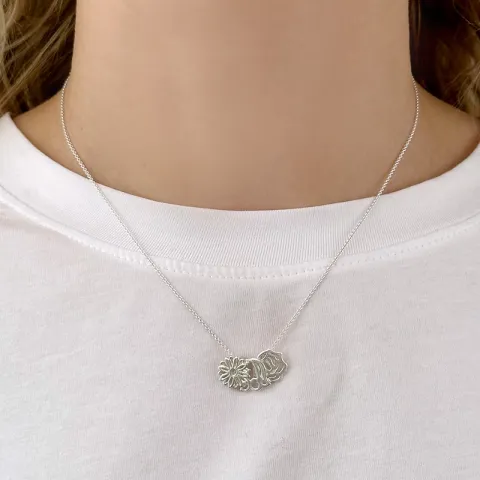 Fødselsblomst juni rose vedhæng i sølv