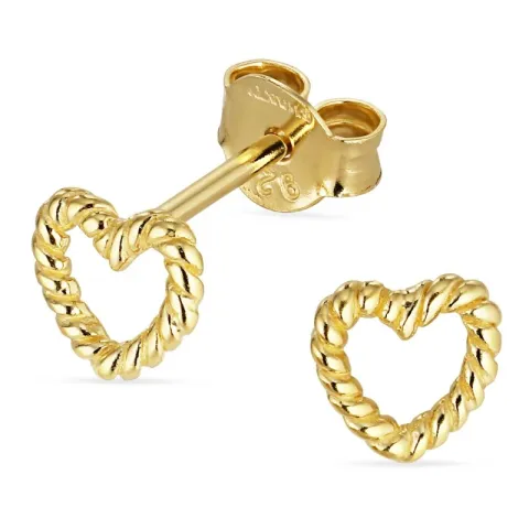 hjerte ørestikker i forgyldt sølv