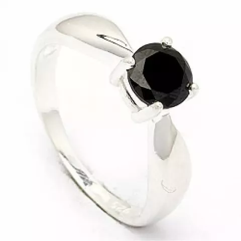 sort zirkon ring i sølv