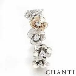 blomster ring i oxideret sterlingsølv med 8 karat guld