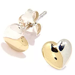 Hjerte øreringe i sølv med forgyldt sølv
