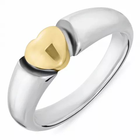 Hjerte ring i oxideret sterlingsølv med 8 karat guld