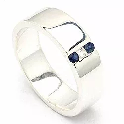 Blå safir sølv ring i sølv