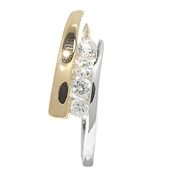 zirkon ring i sølv med 8 karat guld