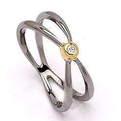 Dark Harmony ring i sort rhodineret sølv med forgyldt sølv