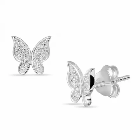 sommerfugle zirkon øreringe i sølv