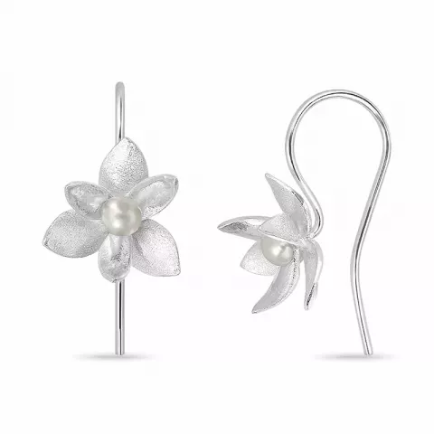 blomster perle ørekroge i sølv