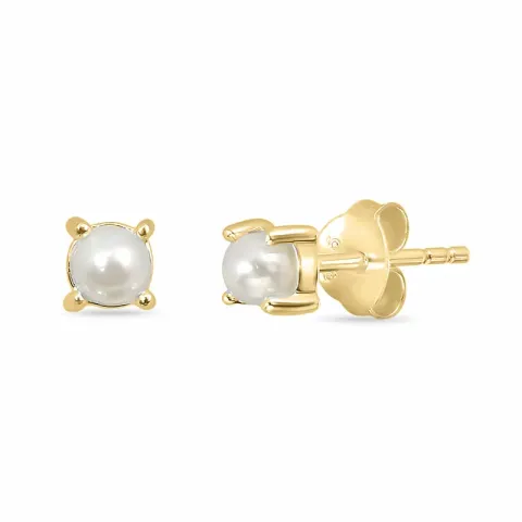 4 mm perle ørestikker i forgyldt sølv