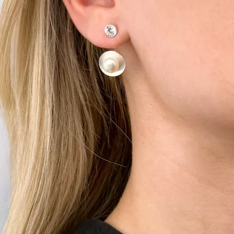 runde perle øreringe i sølv