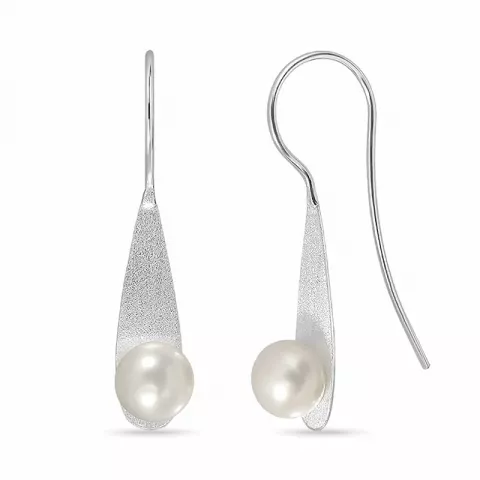 lange perle øreringe i sølv