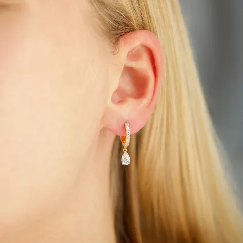 zirkon creoler i forgyldt sølv