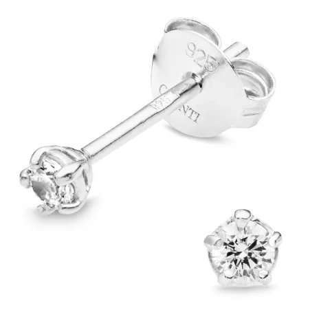 3 mm zirkon solitaireørestikker i sølv