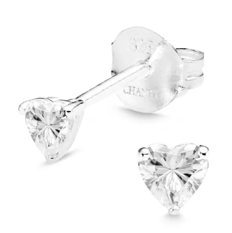 hjerte zirkon solitaireørestikker i sølv
