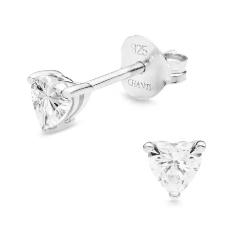 hjerte zirkon solitaireørestikker i sølv