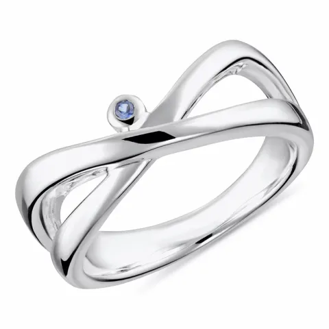 Elegant blå safir ring i sølv