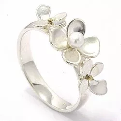 blomster perle ring i sølv