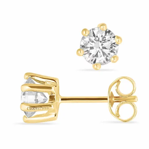 6 mm zirkon ørestikker i 8 karat guld