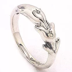 Delfin ring i oxideret sterlingsølv
