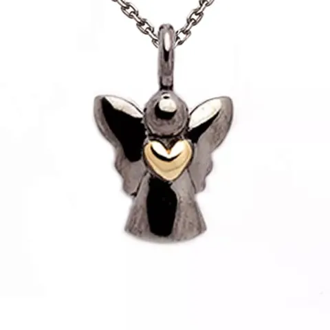 engel halskæde i sølv med vedhæng i rhodineret sølv