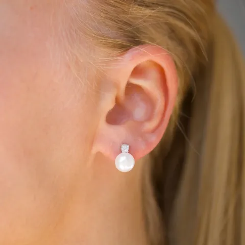 perle øreringe i sølv
