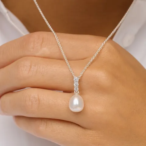 perle vedhæng i sølv