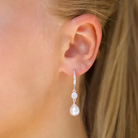 7,5-8 mm perle øreringe i sølv