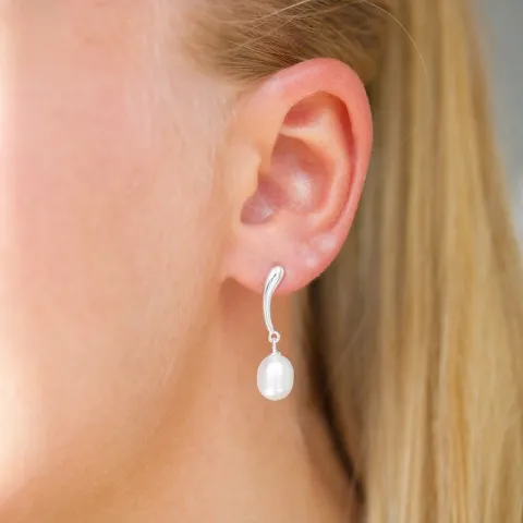7,5-8 mm perle øreringe i sølv