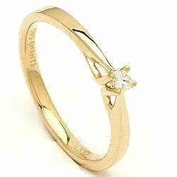 Enkel diamant guld ring i 14 karat guld 0,05 ct