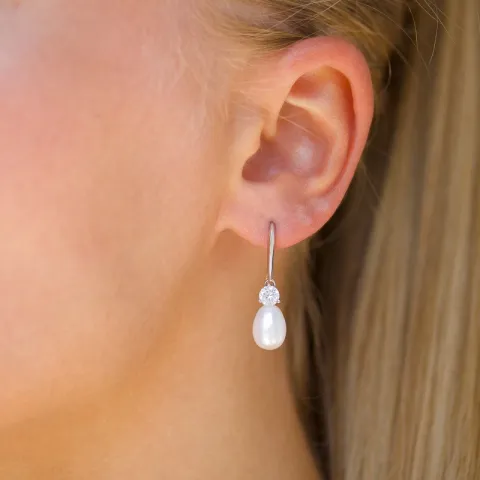 7,5-8 mm perle øreringe i sølv