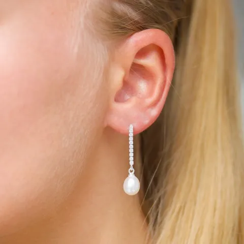 7,5-8 mm perle øreringe i sølv