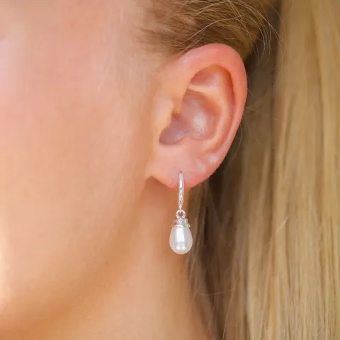 7,5-8 mm perle øreringe i sølv
