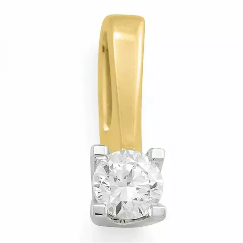 diamant solitairevedhæng i 14 karat guld.- og hvidguld 0,20 ct