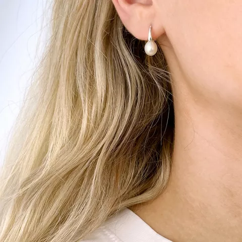 perle øreringe i sølv