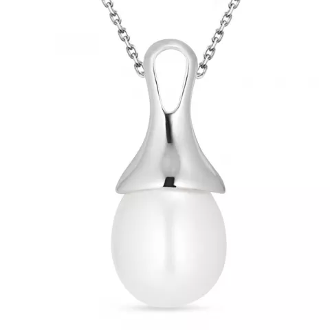 perle vedhæng med halskæde i sølv