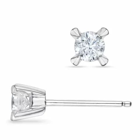 2 x 0,20 ct solitaireørestikker i 14 karat hvidguld med diamant