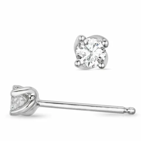 2 x 0,10 ct solitaireørestikker i 14 karat hvidguld med diamant