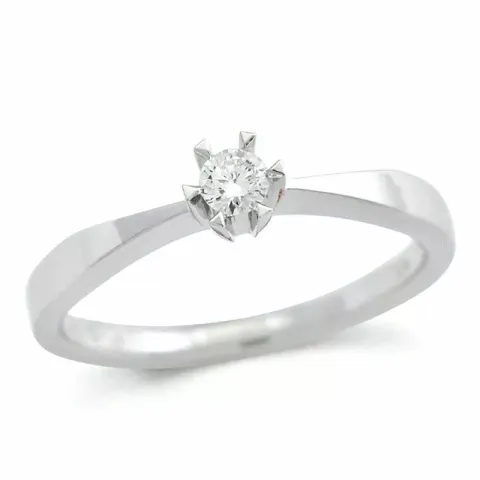 0,10 ct solitaire ring i 14 karat hvidguld