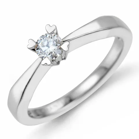 0,10 ct solitaire ring i 14 karat hvidguld