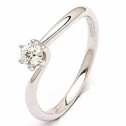 Enkel diamant hvidguldsring i 14 karat hvidguld 0,20 ct