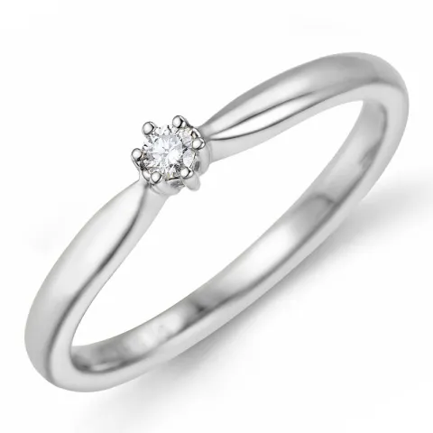 0,10 ct solitaire ring i 14 karat hvidguld