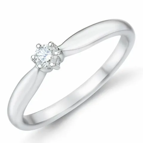 0,10 ct solitaire ring i 14 karat hvidguld