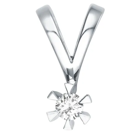 diamant solitairevedhæng i 14 karat hvidguld 0,10 ct