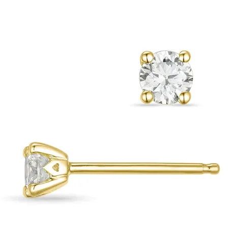 2 x 0,20 ct solitaireørestikker i 14 karat guld med diamant