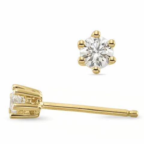 2 x 0,10 ct solitaireørestikker i 14 karat guld med diamant